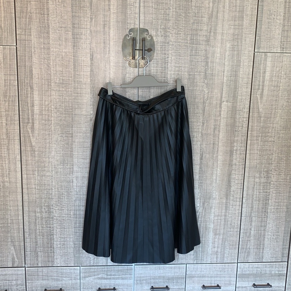 Zara Faux Leather Pleaded Midi Skirt